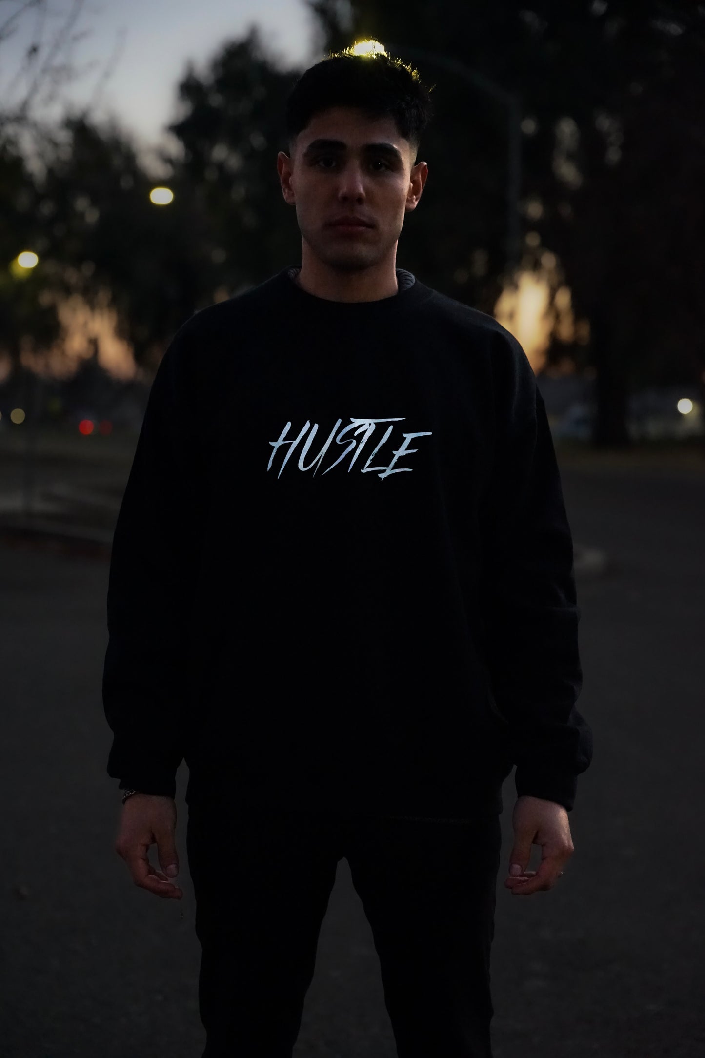 {Black} Hustle Crewneck