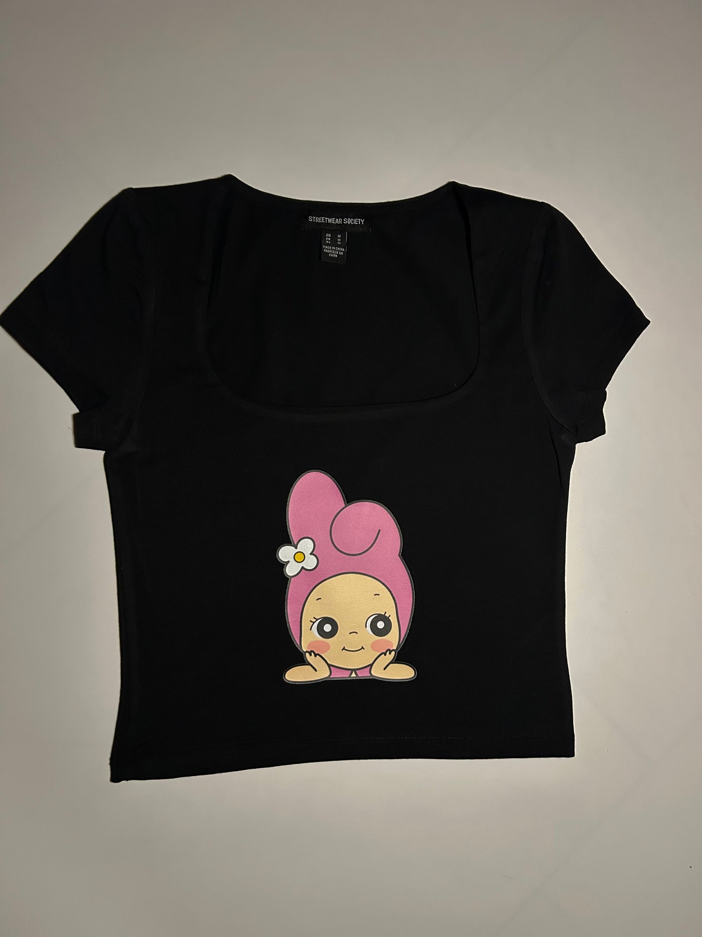 {Black} My Melody HK Sonny Angels Crop Top