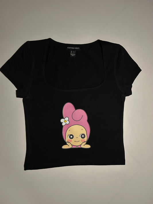 {Black} My Melody HK Sonny Angels Crop Top